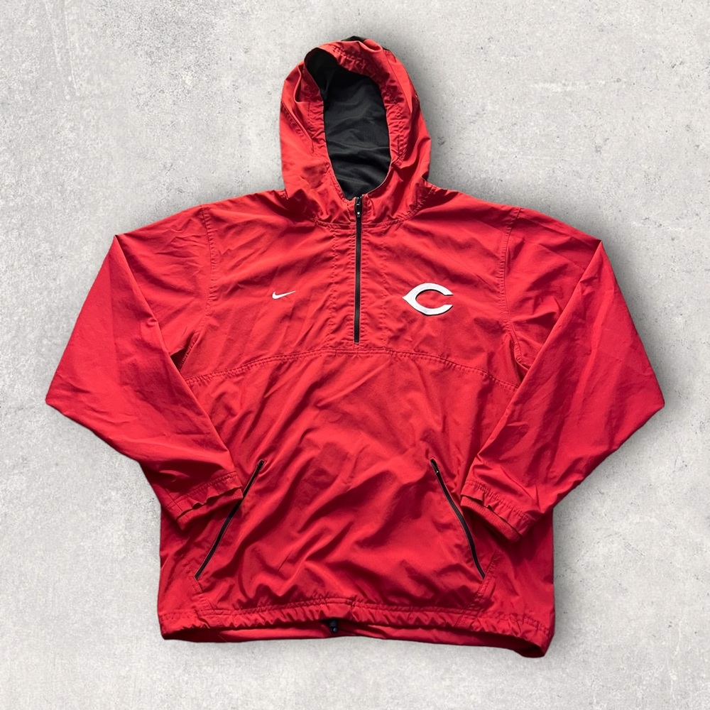 Vintage Team Nike Cincinnati Reds Quarter Zip Track Hoodie Red